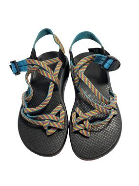 Chaco ZX2 Yampa Multi Strap and  Rainbow Color Textured Footbed Sandals Size W 7